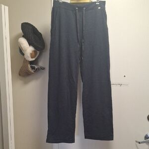 Dockers Women's Pull-On Straight Leg Pants Sz M Grey Navy Orange Stitch Detail